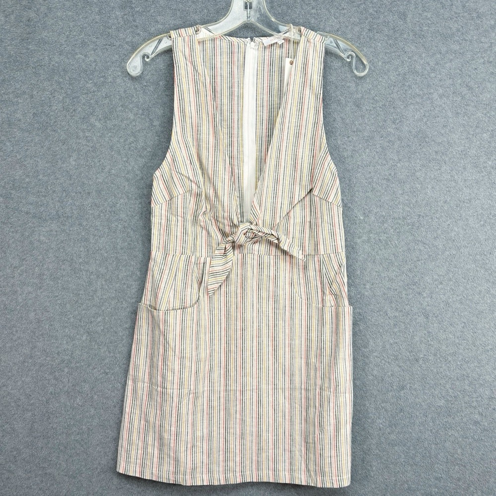 Olivaceous Linen Blend Mini Dress Sz Small Pastel Plunging Neckline Preppy Boho